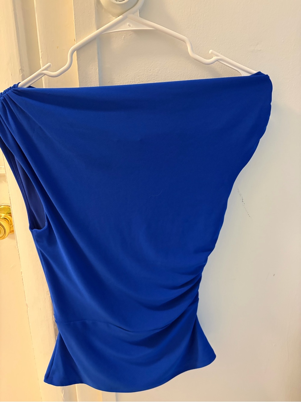 Aritzia Babaton Ablaze Blue Off-the-Shoulder Ribbed Top